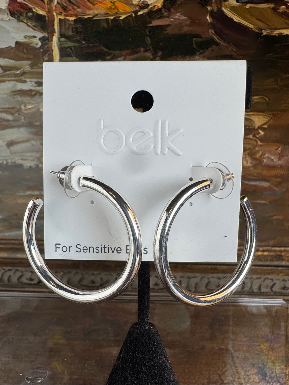 0622-belk Silver Shiny Hoop Earrings - Polished Medium Hoops